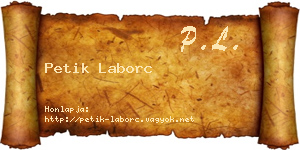 Petik Laborc névjegykártya